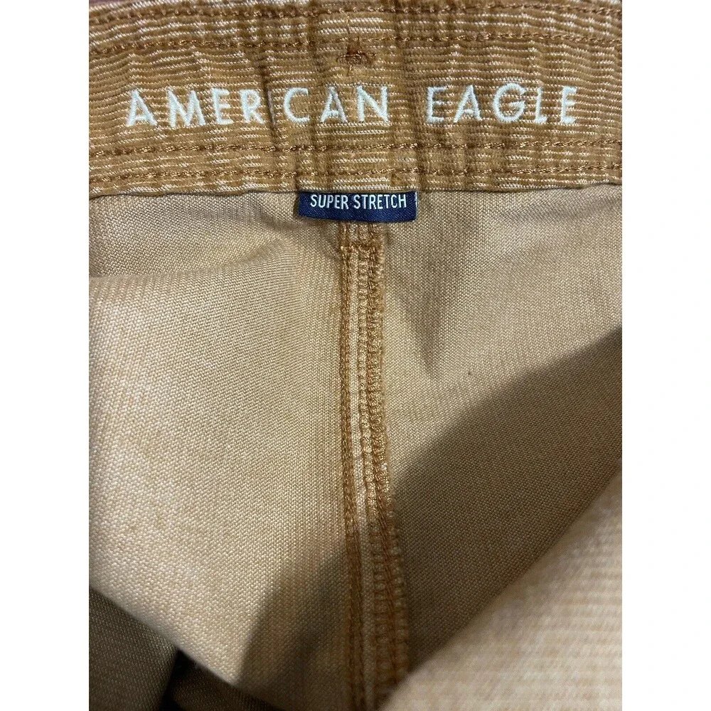 American Eagle Super Stretch Corduroy Tan Hi-Rise A-Line Tie Waist Skirt Size 0